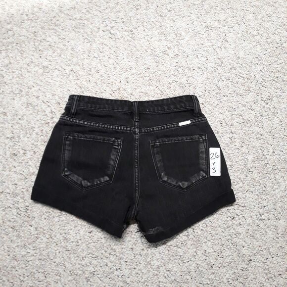 KanCan Mid-Rise Distressed Cuffed Denim Shorts Black XS - Picture 2 of 3
